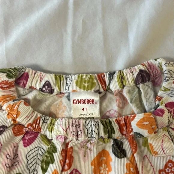 Gymboree - LIKE NEW long sleeve corduroy shirt dress w/ leaf pattern. Size 4T - Picture 2 of 6